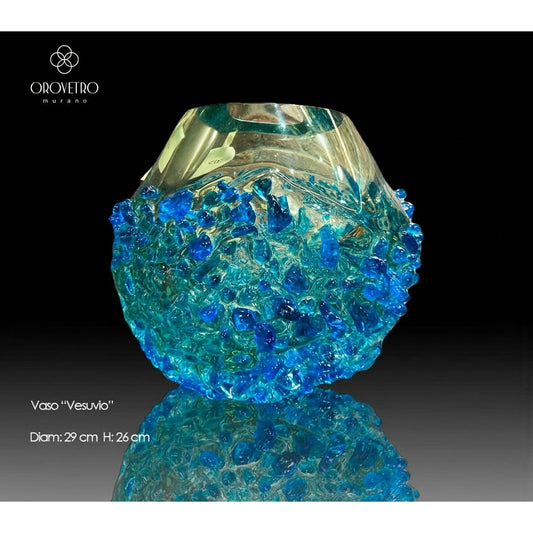 Orovetro Murano 'Vesuvio' Decorative Glass Vase